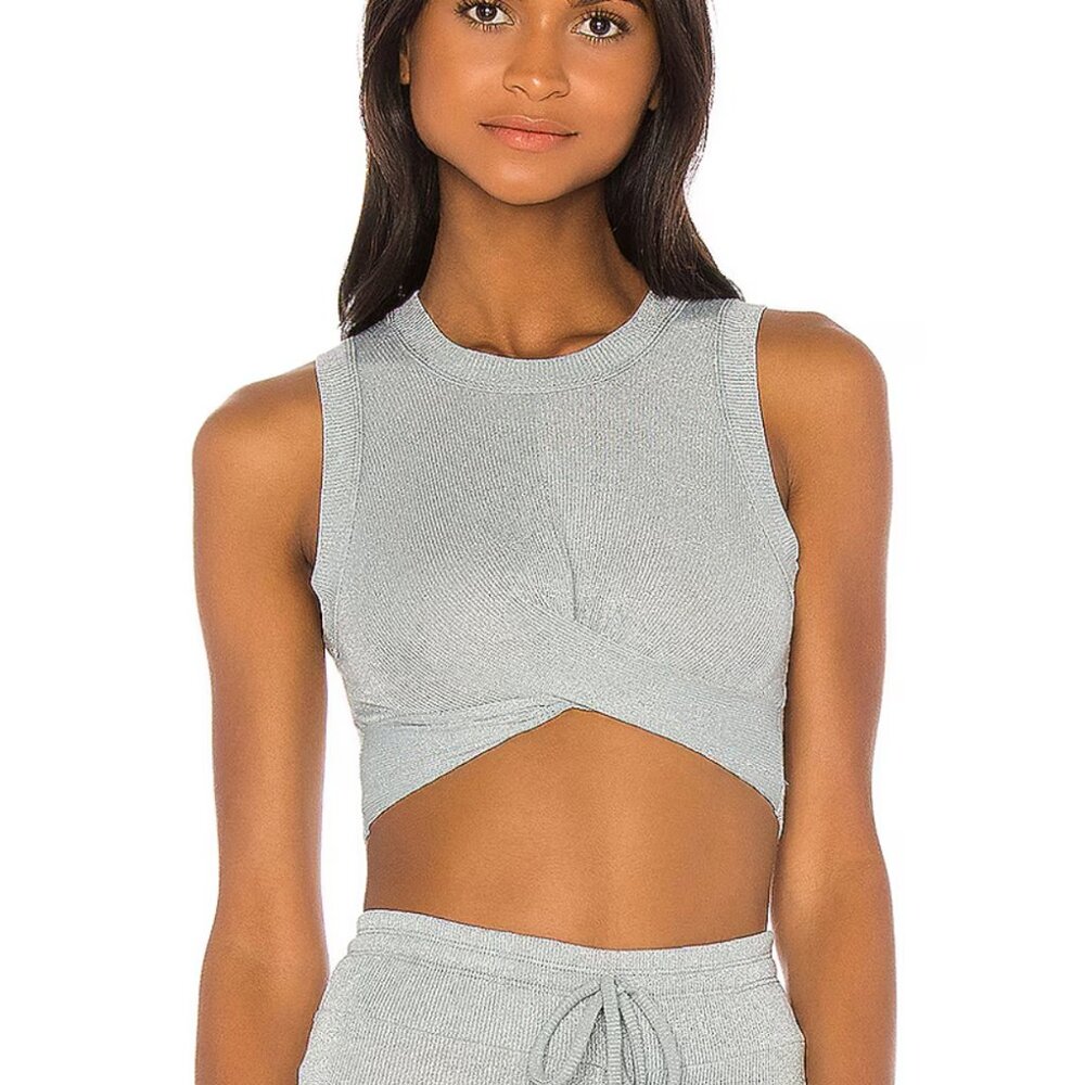 Beach Riot Riot Crop Top in Silver Size Small